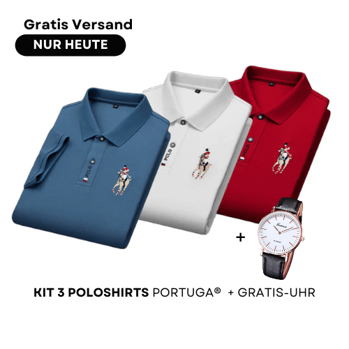 Set aus 3 Portuga® Poloshirts + Gratis Uhr
