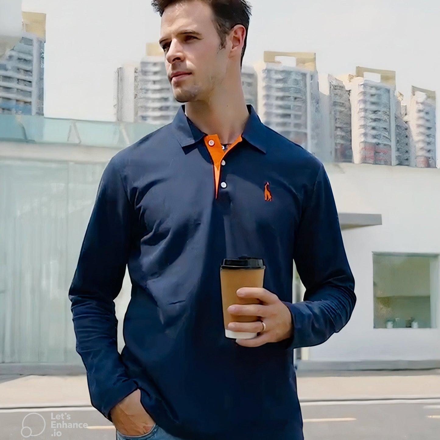 Herren Langarm Polo-Shirt