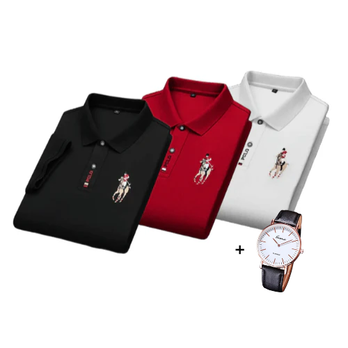 Set aus 3 Portuga® Poloshirts + Gratis Uhr