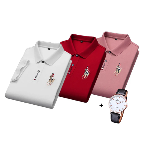Set aus 3 Portuga® Poloshirts + Gratis Uhr