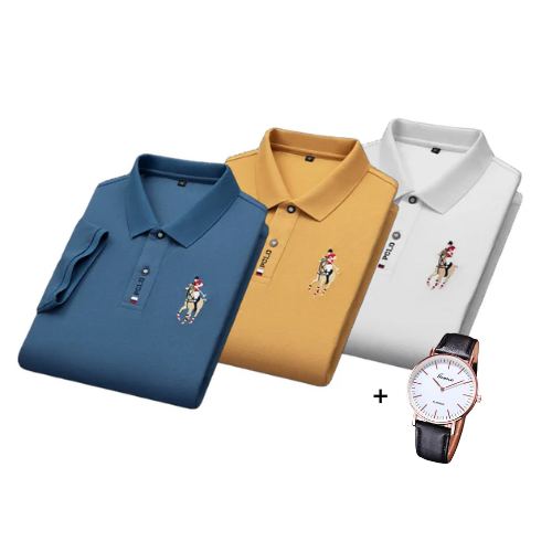 Set aus 3 Portuga® Poloshirts + Gratis Uhr