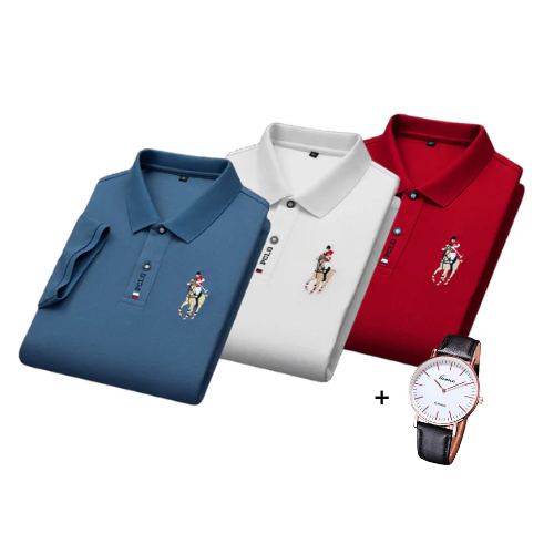 Set aus 3 Portuga® Poloshirts + Gratis Uhr