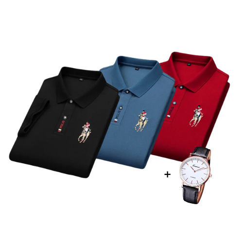 Set aus 3 Portuga® Poloshirts + Gratis Uhr