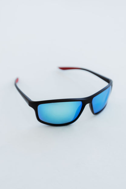 Herren Polarisierte Sportsonnenbrille in Schwarz und Blau