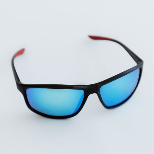Herren Polarisierte Sportsonnenbrille in Schwarz und Blau