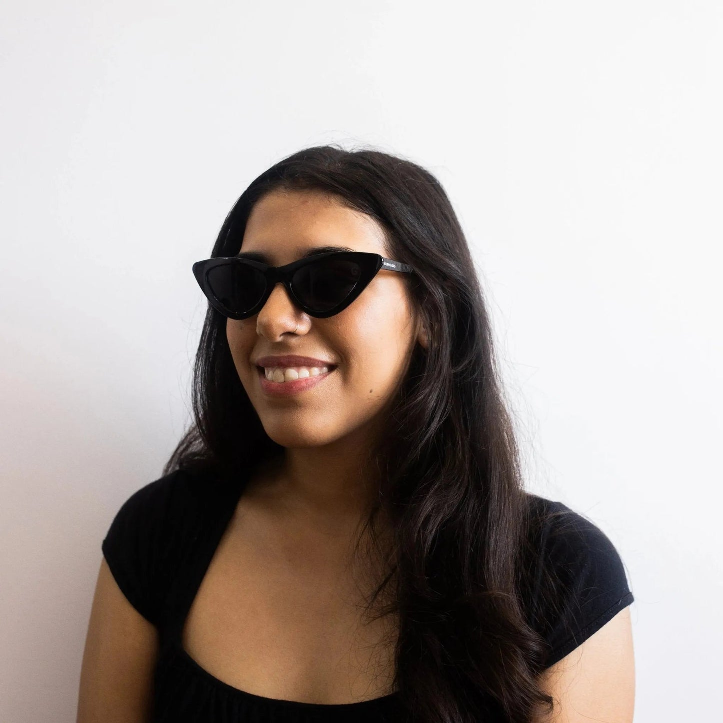 Damen schwarze Cat Eye Sonnenbrille