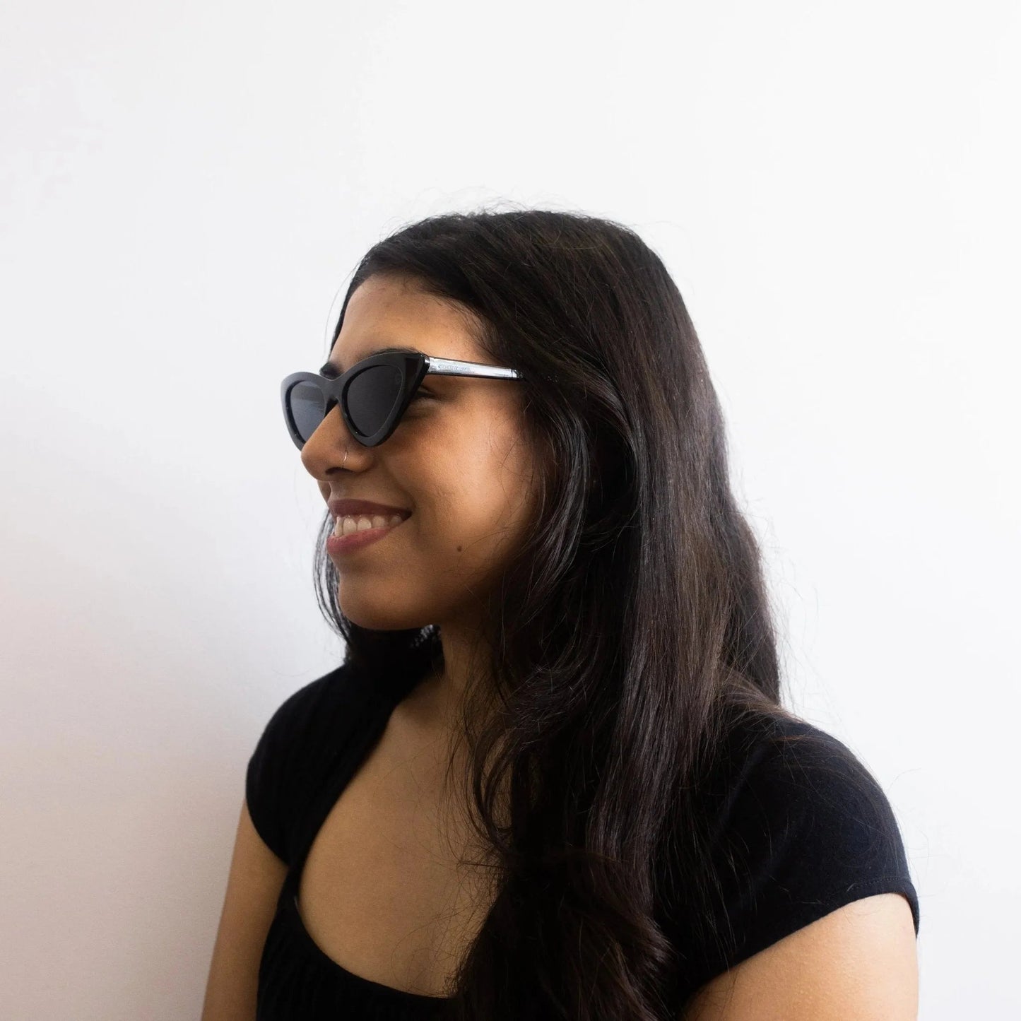 Damen schwarze Cat Eye Sonnenbrille