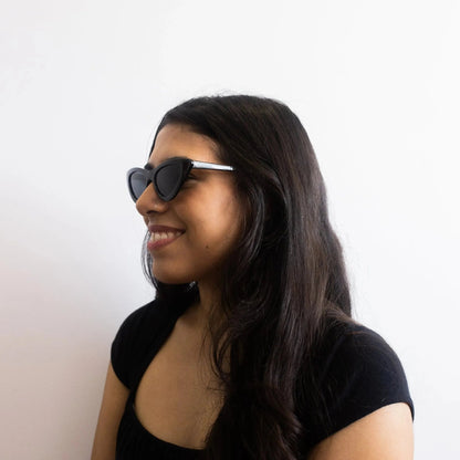 Damen schwarze Cat Eye Sonnenbrille