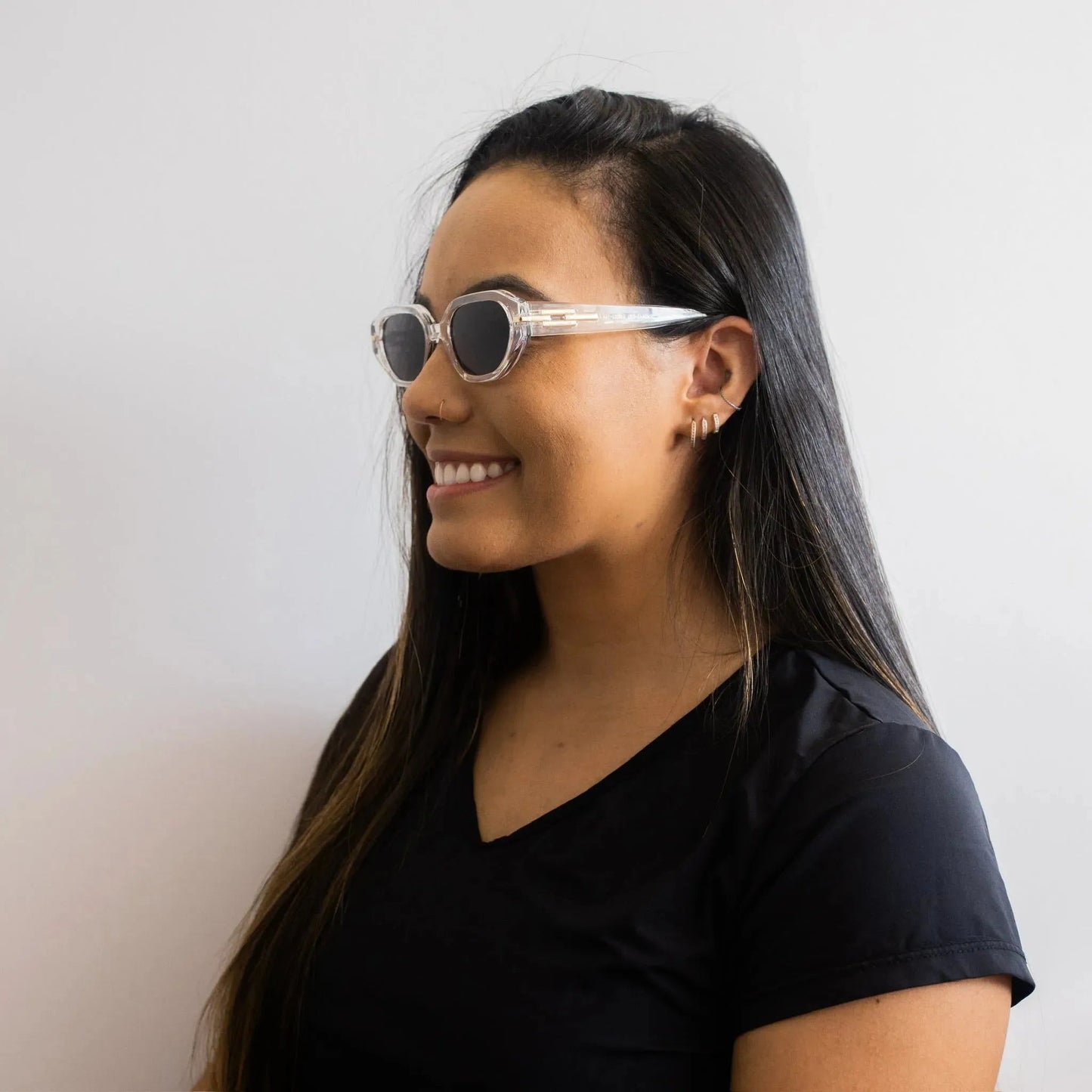 Damen Transparente Kristall-Sonnenbrille