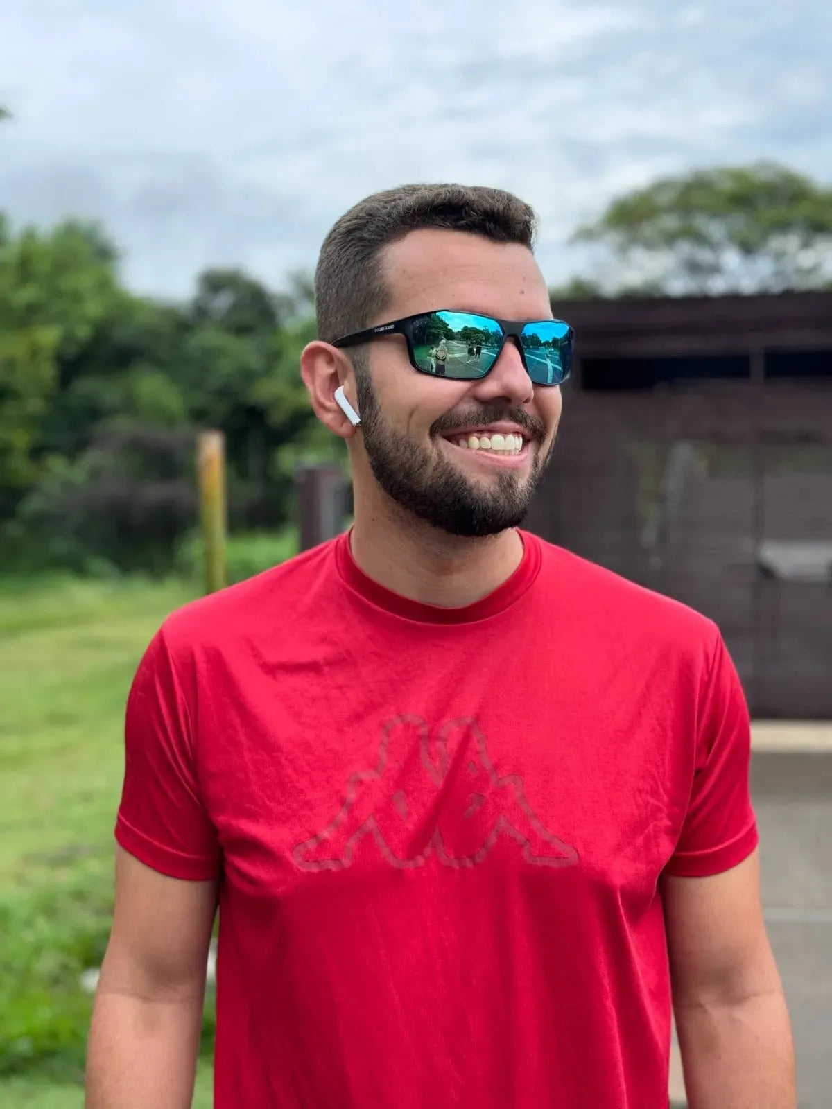 Herren Polarisierte Sportsonnenbrille in Schwarz und Blau