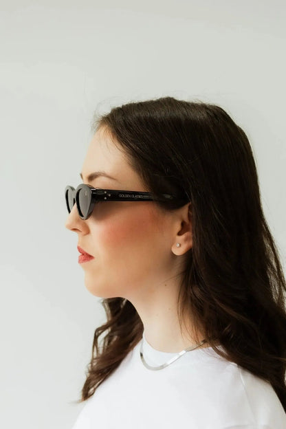 Damen Schwarze Katzenaugen Sonnenbrille